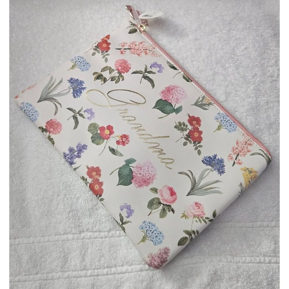 Corrine Haig Designs Grandma Floral Deluxe Pouch Cosmetic Bag Rose Charm